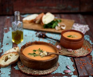 Суп-пюре из красной чечевицы и моркови
